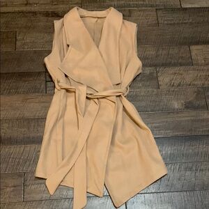 Chic Beige Sleeveless Wrap Vest